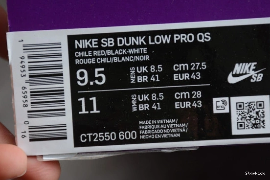 Low CT2550-600 Skate Nike Dunk Frame x SB 0807